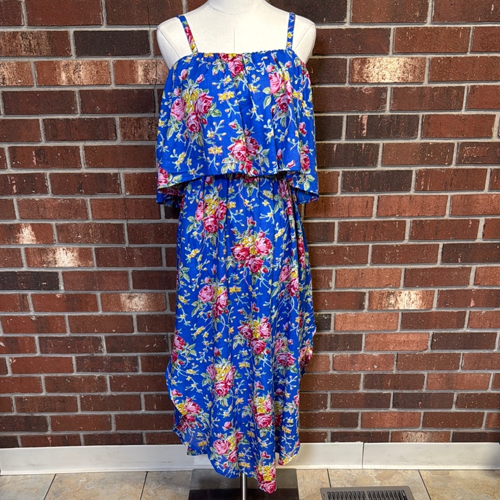 April Cornell Blue Viola Rose Sun Dress size S 100% Cotton NWT